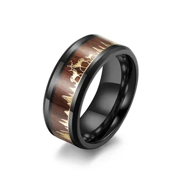 Simple Design Elk Adjustable Rings Deer Lovers Couples Rings Tungsten Steel Men&#39;s Ring Engagement Wedding Jewelry Gifts