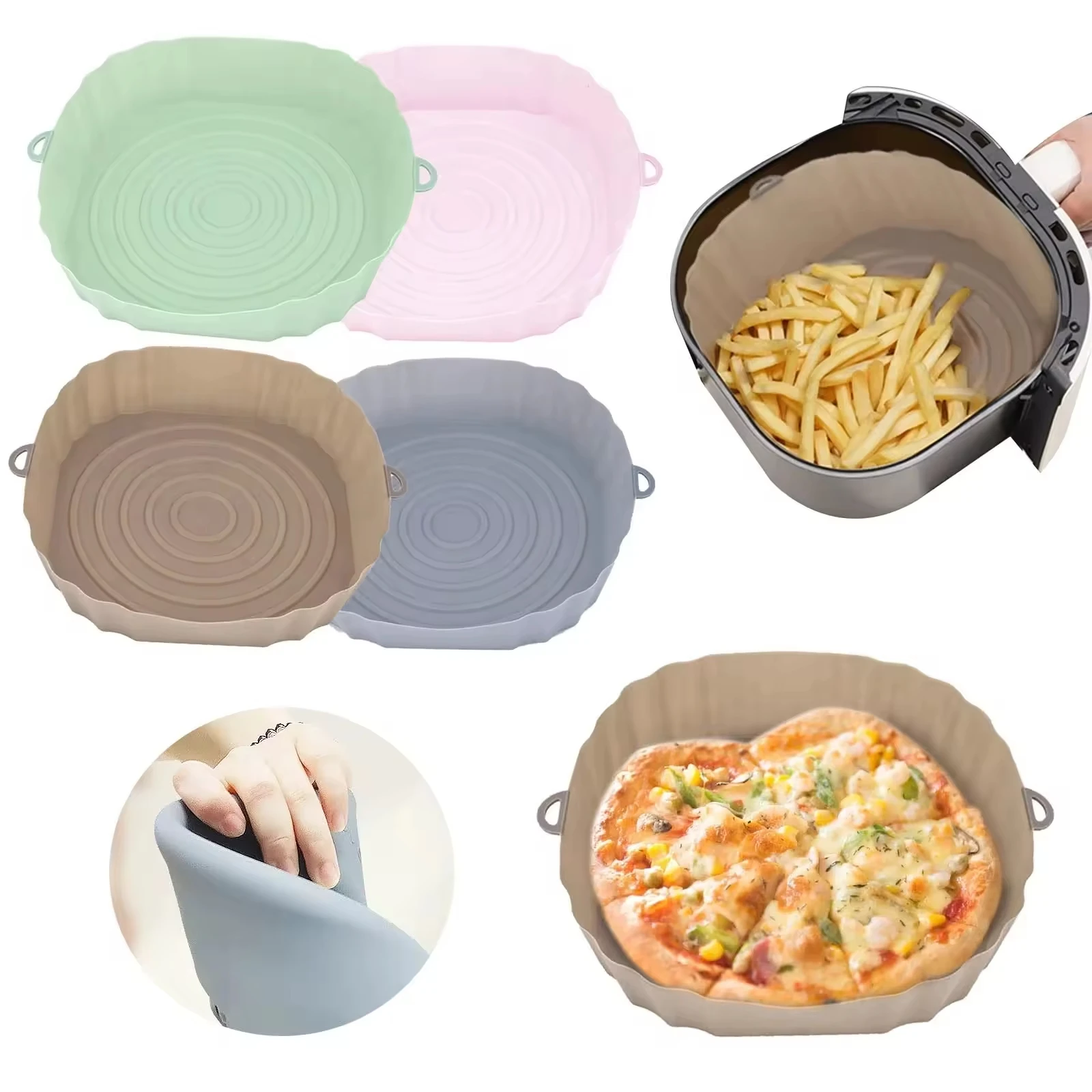 Sell well Air Fryer Kitchen Accessories Cooking Tools Silicone Hot Selling Cheap Colors Package Air Fryer Trays