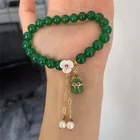 Jade Gold Natural Jade 14K Gold - Clad Women's Pendant Natural Shell Flower Jade Water Drop Bracelet