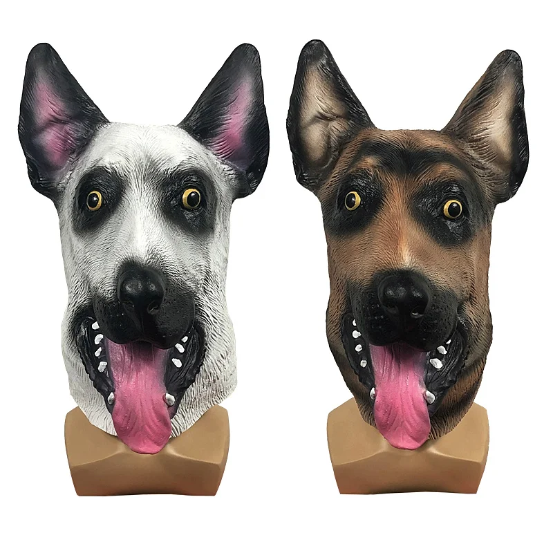 Latex Animal Alsatian Dog Head ancy Dress Up Props Carnival Party Props Masks 