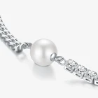 Pearl Necklace With New Fashion High Hip-hop Style Pearl Necklace With Diamond Chain Copper Necklace