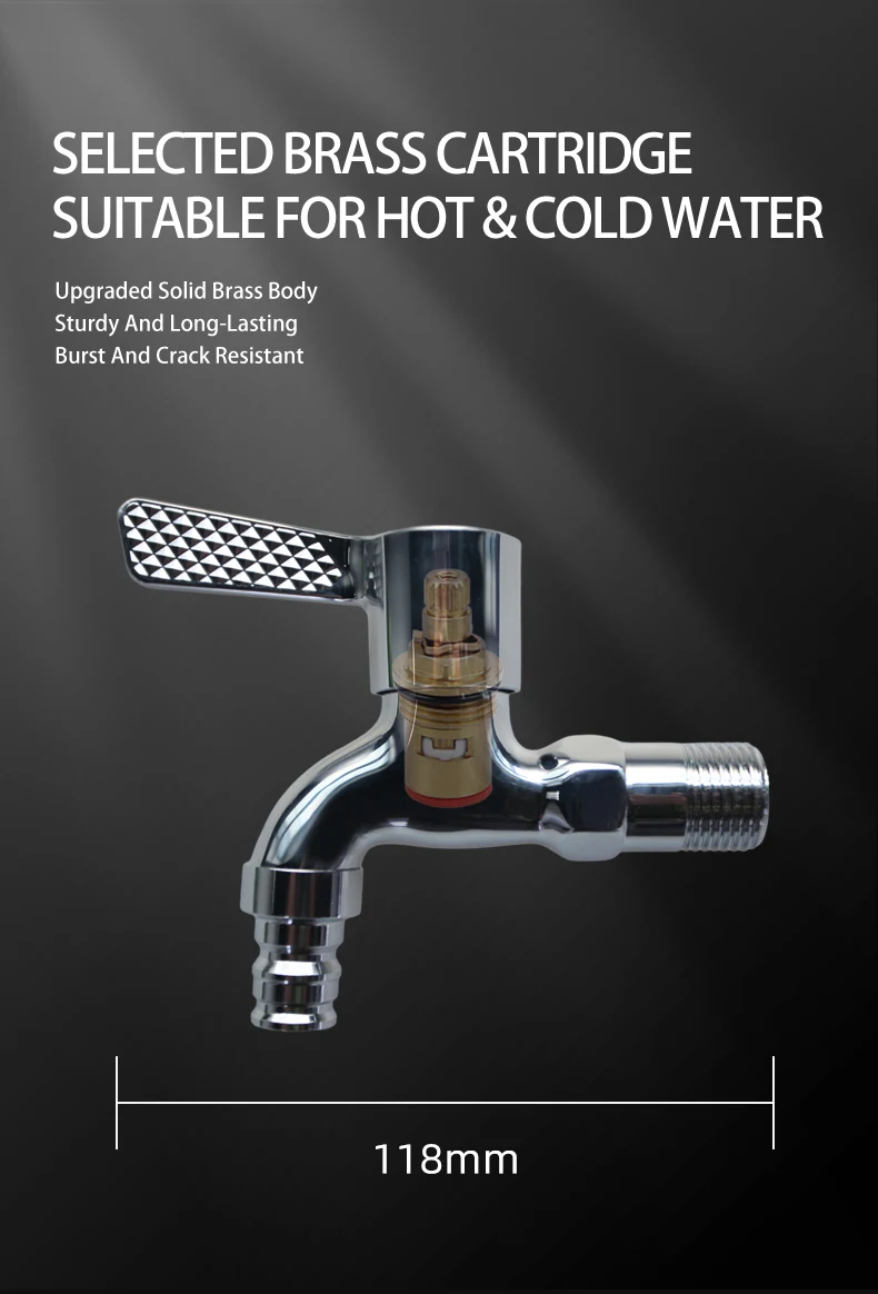 Brass Wall-mounted Bib Cock Drinking Water Safe HIGH WATER FLOW Soft and Aerated Stream Drip-Free Ceramic Valve Core Faucet supplier