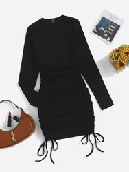 Stretch long sleeve knit dress