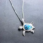 Sterling Wholesale 925 Sterling Silver Blue Fire Opal Necklace Cute Turtle Pendant Necklace