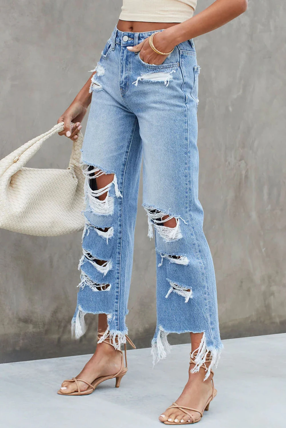 Dear-Lover Heavy Destroyed Latest Design High Waist Boyfriend Jeans For Women