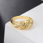 Ring 18k Gold Zirconium Eternity Zircon Copper Jewelry Amazon New Croissant Ring 18k Gold Plated For Women
