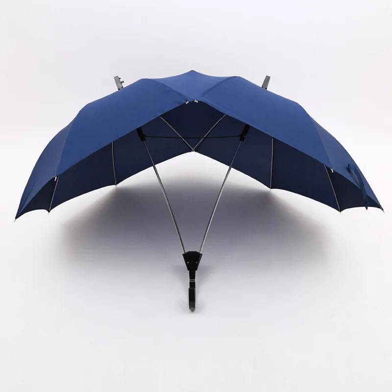 WHY413 Auto Open Double Pole Conjoined Umbrella 16K Fashion Love Couples Umbrella Customize Logo Gift Rainy Umbrella