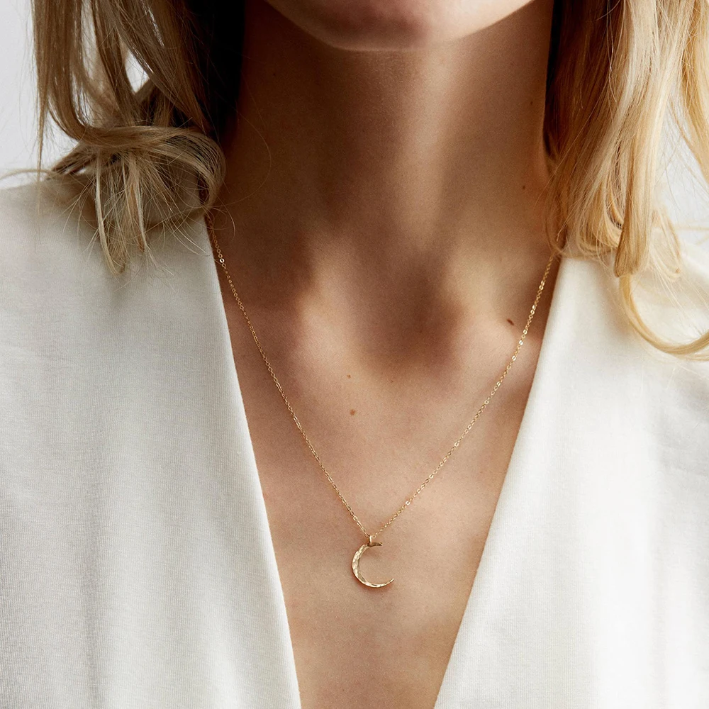 Moon Pendant Necklace Charm Link Chain 
