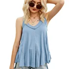 Vest 2021 European And American Summer Women's V-neck Vest Irregular Multi-hem Sleeveless Cotton Top