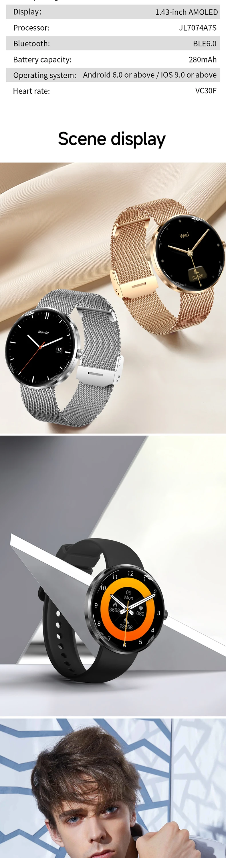 product fashion t93 143 inch amoled thin lady smart watch blood oxygen sport reloj inteligente women smart watch factory-8