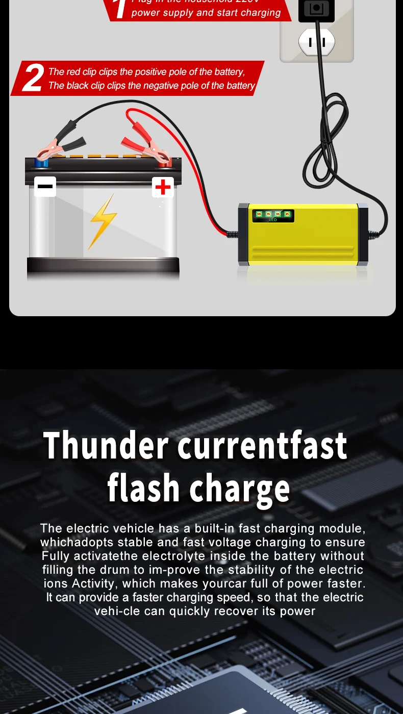 Fast delivery 12V battery charger 12V 2A smart automatic 12 volt gel agm vrla lead acid motorcycle car battery charger