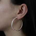 Hoop Hoop Earring High Quality Fashion Bling Hip Hop Micro Pave Full Diamond Cz Sparking Big 50mm Hoop Circle Earring