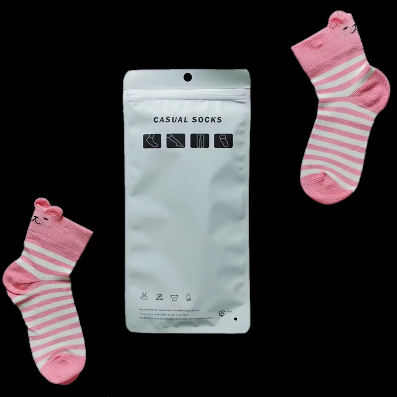 Spot English Sock White Packaging Bag frosted Moisture-proof Dustproof Bag Double Cotton Ship Sock Three Side Sealed Packing Bag