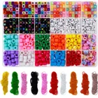 Beads 900pcs Bracelets Kit With Pony Beads Letter Beads Charm Beads And Elastic String For Bracelet And Jewelry Making