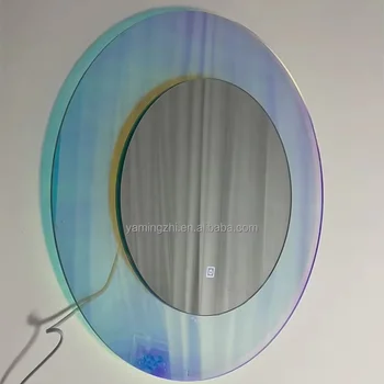 Nordic wall lamp with bathroom mirror living room creative cosmetic mirror round acrylic wall-mounted decorative cosmetic mirror
