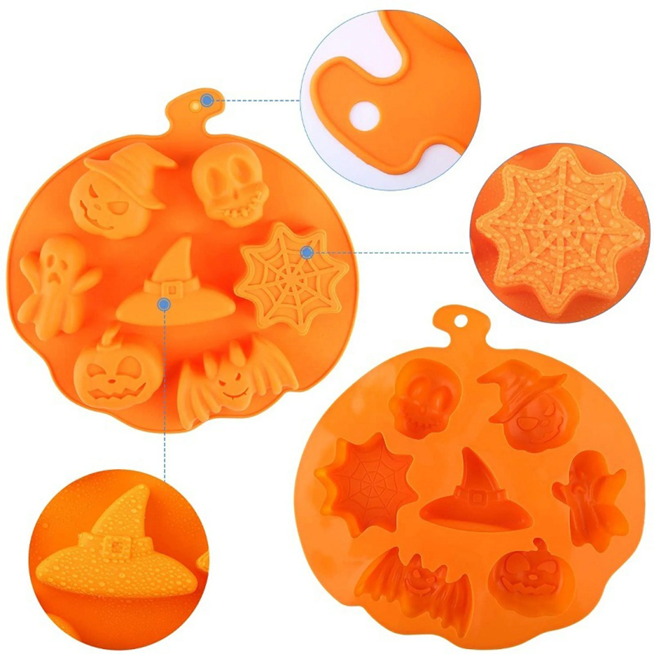Hot Selling Halloween Pastry Fondant Chocolate Pumpkin Ghost Cake Silicone Moulds Soap Candle Making Mold Baking Tools