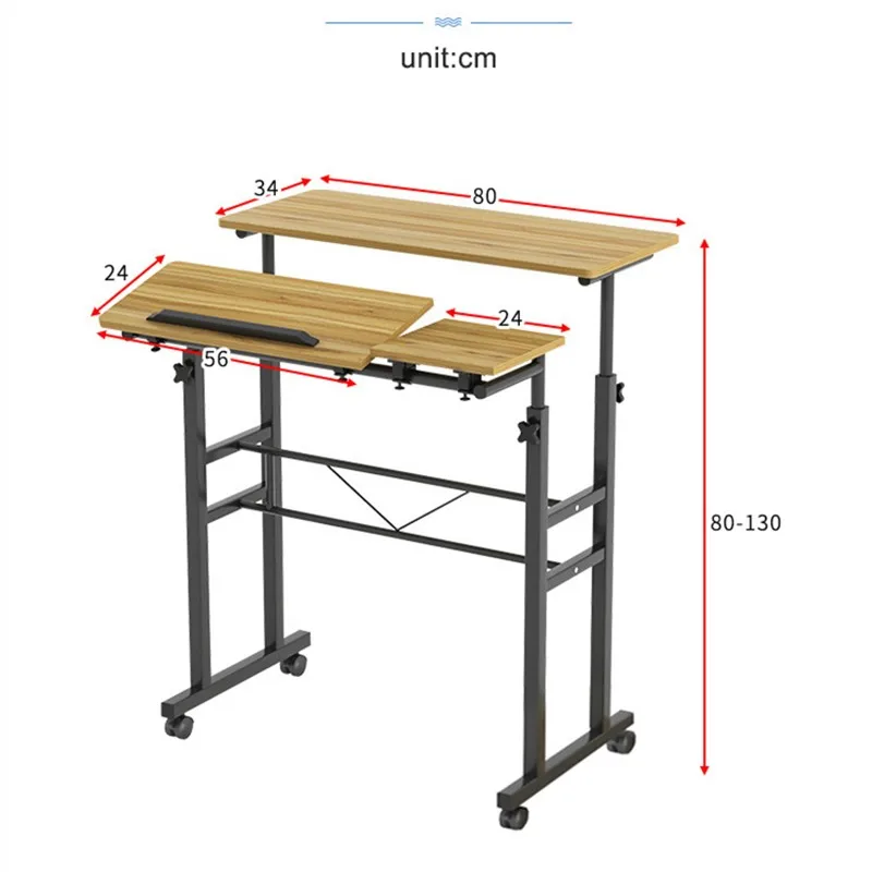 Home Use White Height Adjust Standing Up Table With Wheels And Coffee Table