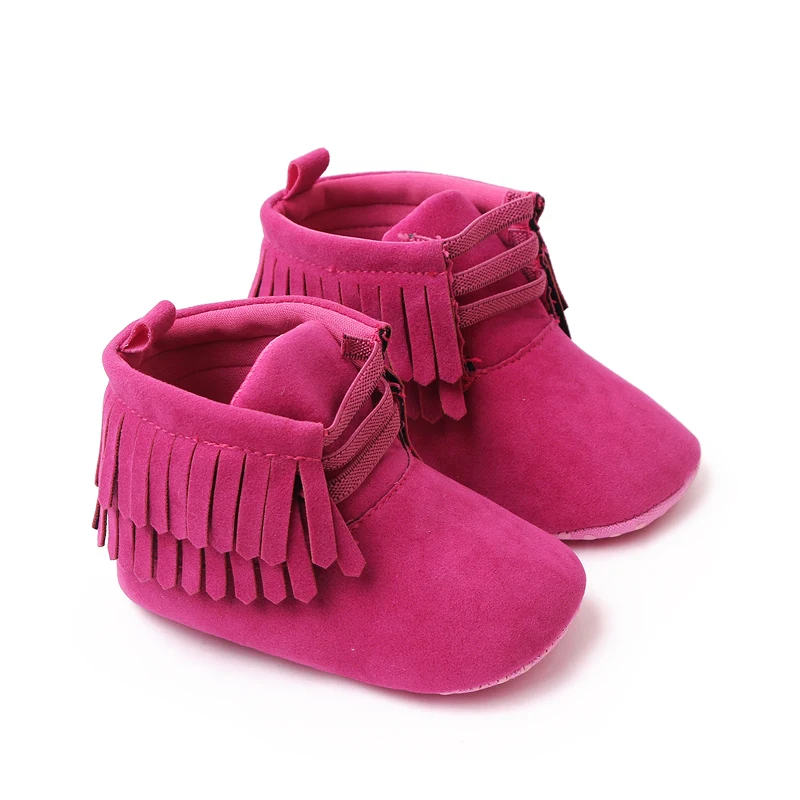 Solid Color Bright Eye Suede Baby Girls Soft Soled Spring and Autumn Warm Walking Shoes factory