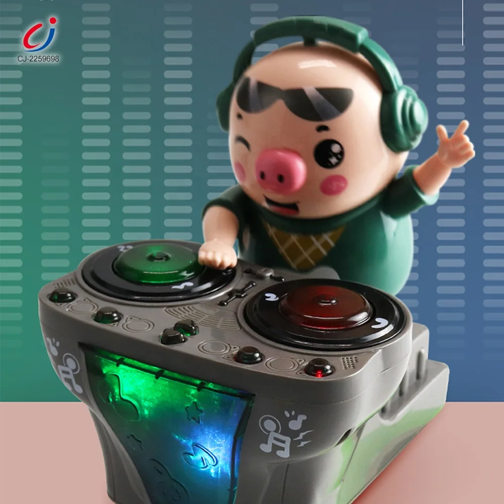 Chengji funny electric musical pig swing dancing dj music robot light swing back and forth electric dancing dj pig toy for kids