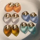 Earrings Ins Style Premium French Vintage V-shaped Clear Crystal Colorful Resin Glass Hoop Earrings