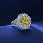 925 Sterling Silver Radiant Cut Created Moissanite Engagement Wedding Flower Ring Wholesale