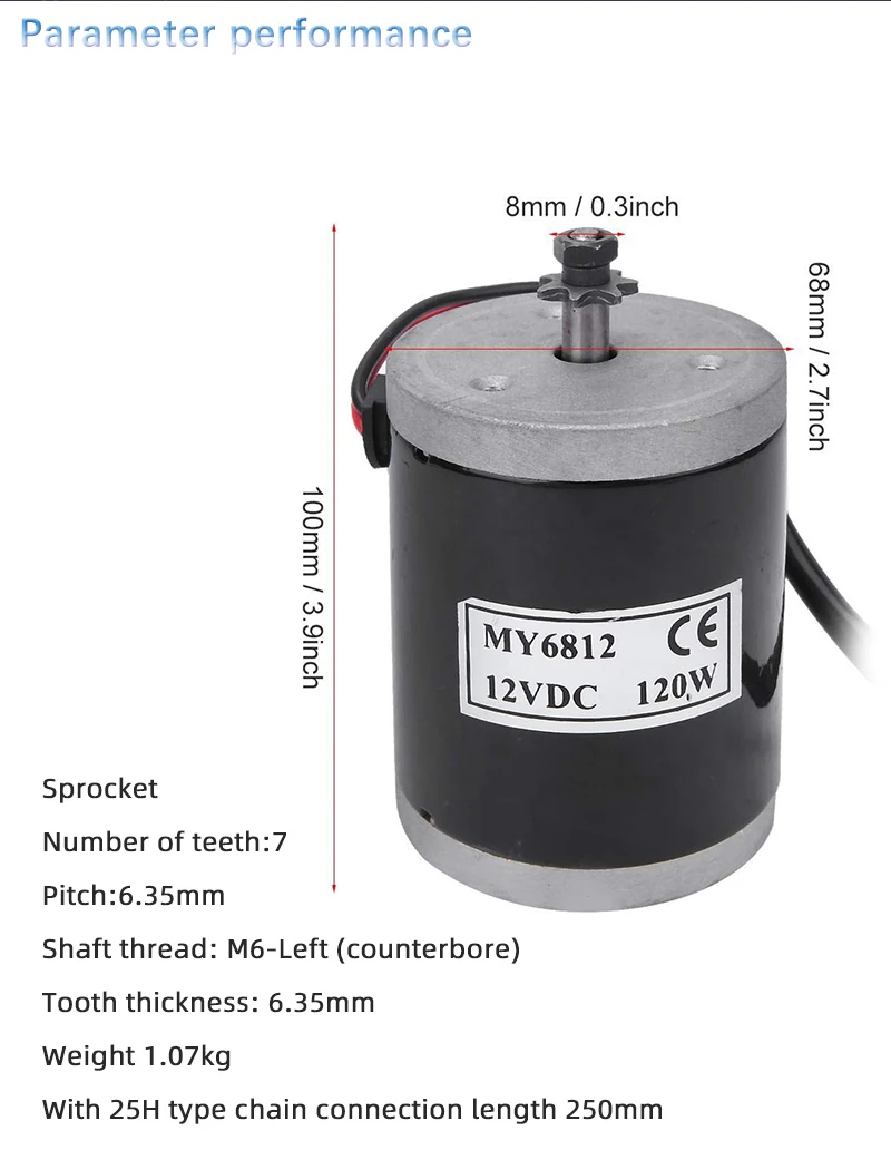 Brush Motor, MY6812, 12V-24V, 100W/120W/150W - detail 4