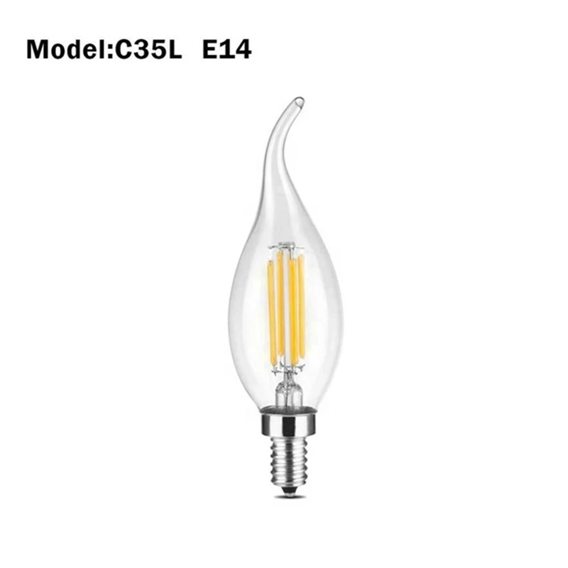 Super Bright E14 LED Bulb AC220 4W 8W 12W Filament Candle Light C35 C35L Edison Bulb Retro Antique Vintage Style Cold Warm White