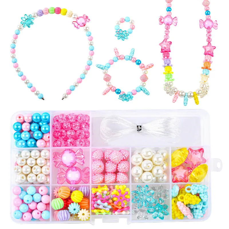 Acrylic Children's Beaded Diy Toys Necklace Bracelet Jewelry Making Toys Loose Beads Set