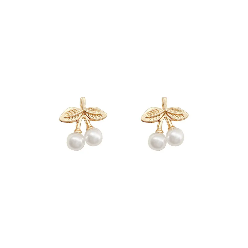 pearl cherry earrings female 2022 year new trend temperament exquisite small ear studs