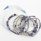 Jewelry Hot Sale Elastic Handmade Charms 925 Sterling Silver Bracelet Multi Colored Beaded Healing Stones Jewelry Bracelet