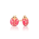 Sterling Cute Gifts For Children 925 Sterling Silver Insect Jewelry 14k Gold Plated Enamel Ladybug Earrings