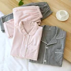Cotton New Style Women Solid Color Cotton Custom Sleepwear Wholesale Casual Pajamas