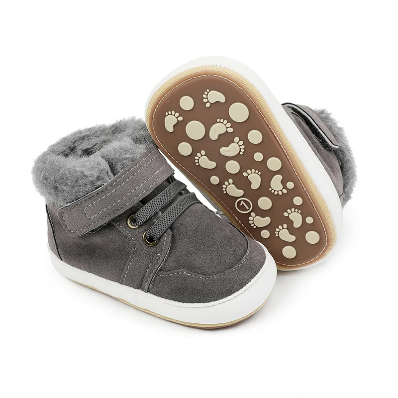 New Arrival Add Plush Fur Design Winter Baby Toddler Warm Shoes 2022 Christmas Baby Shoes for Boys and Girls supplier