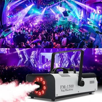 Top Selling  1500W Smoke Machine with RGB Leds Remote Control DMX Stage Smoke Machine KTV Bar Wedding Party Fog Machine