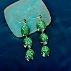 Drop Earrings Long Drop Earrings Luxury Fashion 14k Gold Plated Silver Needle Green Acrylic Earrings For Women