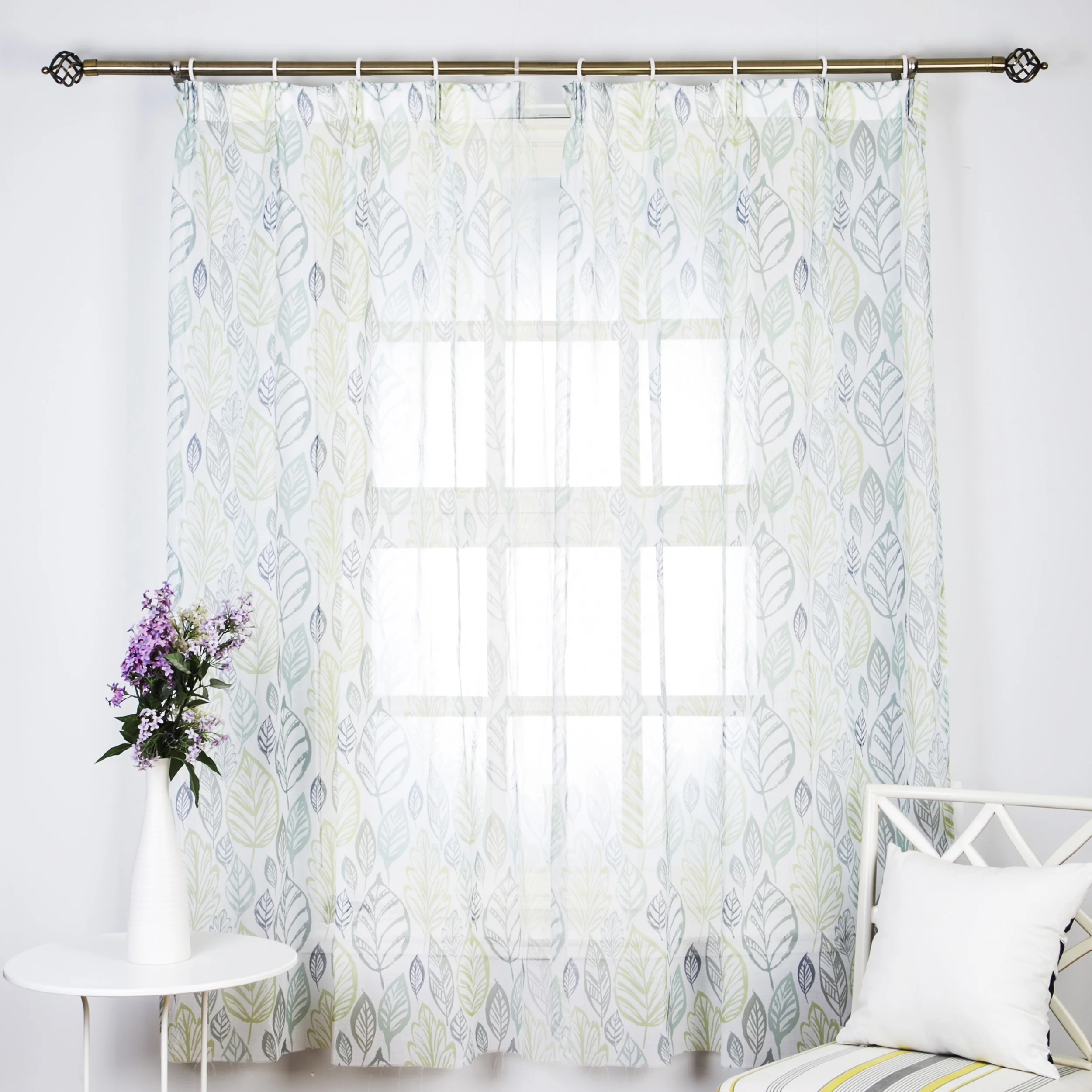 Wholesale modern nature living room voile sheer curtains ready made