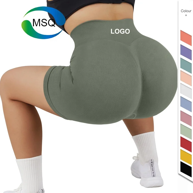 Custom Logo Summer Fitness Yoga Wear Breathable Tights High Waist Tummy Control Women Print Scrunch Butt Seamless Short Leggings
