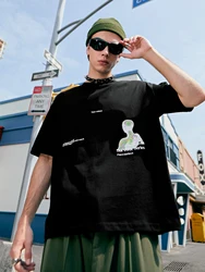 INFLATION Future metaverse Printing Oversize T-shirt Men Cotton Stock Streetwear Hip pop Plus Size Tshirt