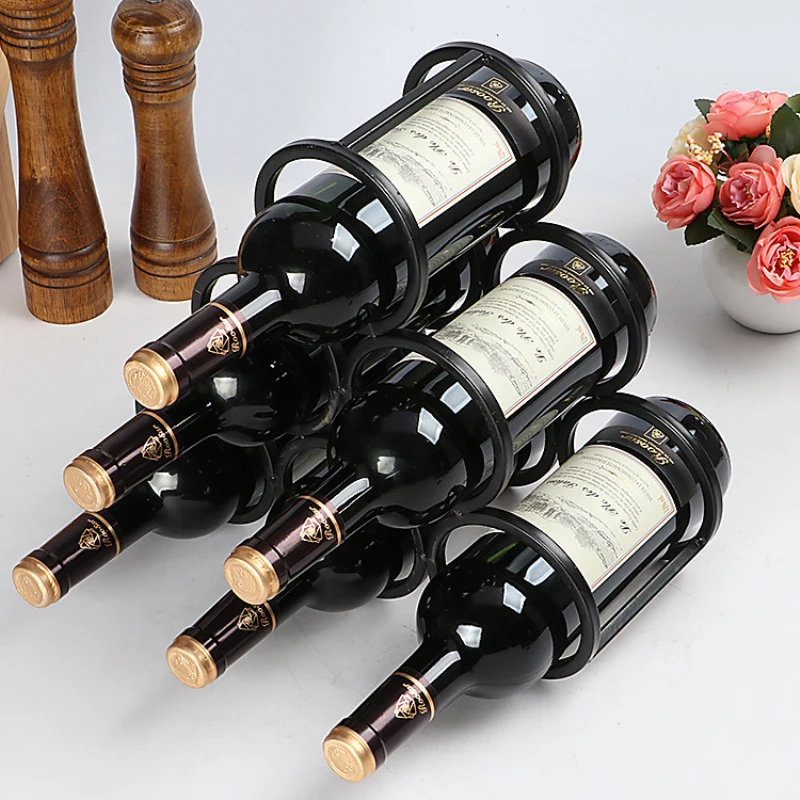 Iron Wine Racks Countertop 6 Bottle Wine Rack Free Standing Metal Wine Bottle Holder