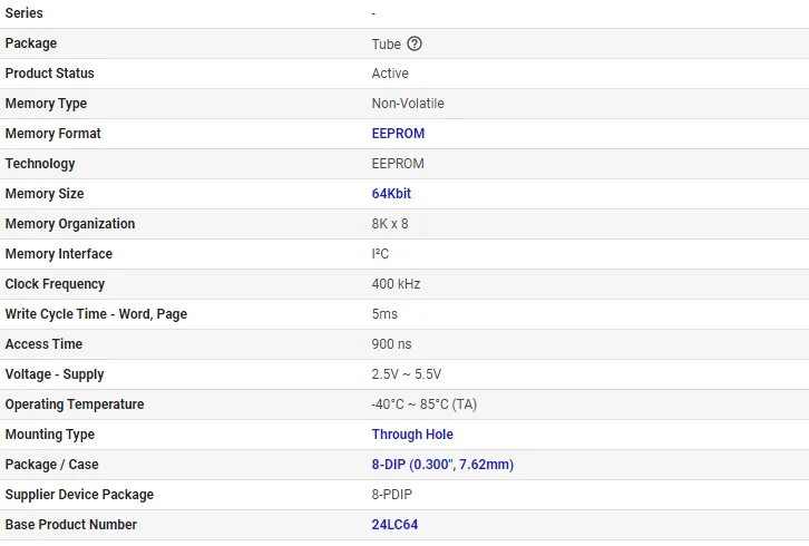 product 64kbit i2c eeprom 24lc64 ip 24lc64 dip 8 memory chip for industrial control systems-0