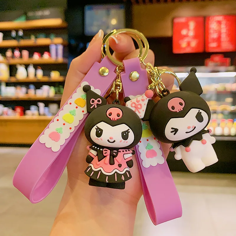 Manufacturer 6 colors Cute Custom Cartoon Anime 3d Sanrio Bag accessories Rubber keychain