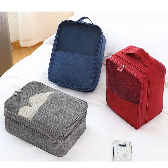 Portable custom logo organizer storage bag polyester shoe traveling bag