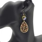 Hoop Elegant Wire Wrapped Net Shape Crystal Beads Jewelry Gold Plated Handmade Hoop Dangle Earrings For Women