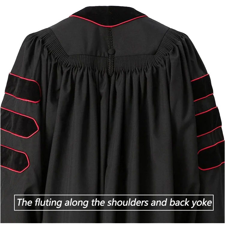 Wholesale Cheap Polyester Fluting Choir Robe Divinity Clergy Robes with Red Embroidered Cross details