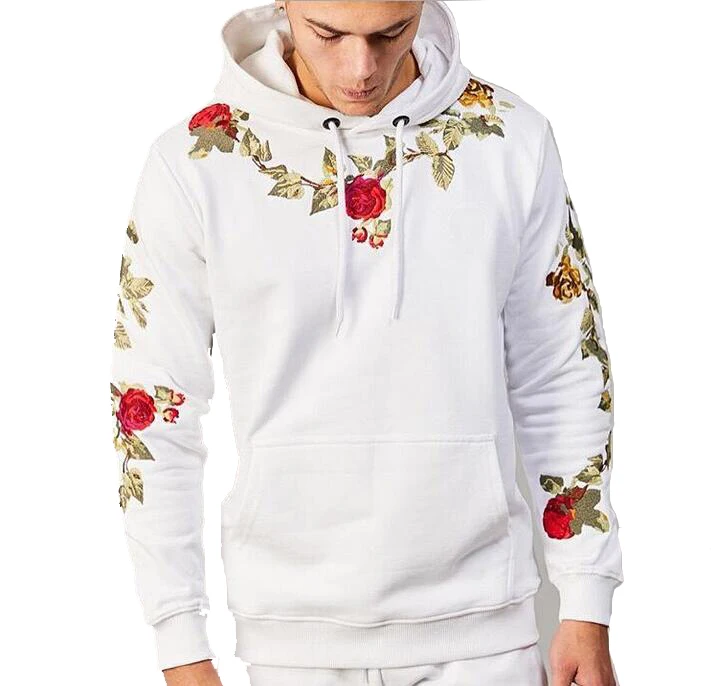 ONTBYB Womem Casual Floral Print Long Sleeve Drawstring Hooded Sweatshirt 