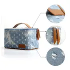 Case Custom LOGO Large Capacity Beauty Canvas Denim Makeup Bag Travel Cosmetic Bag Case For Women