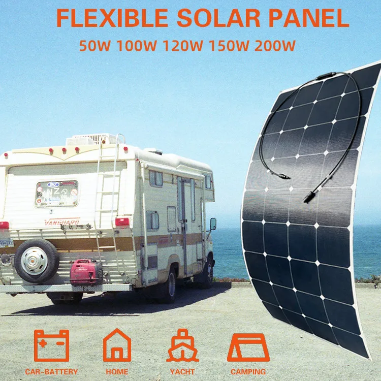 Glory Solar Waterproof Panel Solar Flexible 100w 200w For Rv Camper