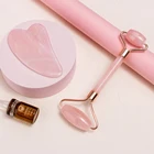 Pink Jade Pink Gua Sha Set Wholesale Pink Rose Quartz Jade Roller Bulk Gua Sha Set For Facial