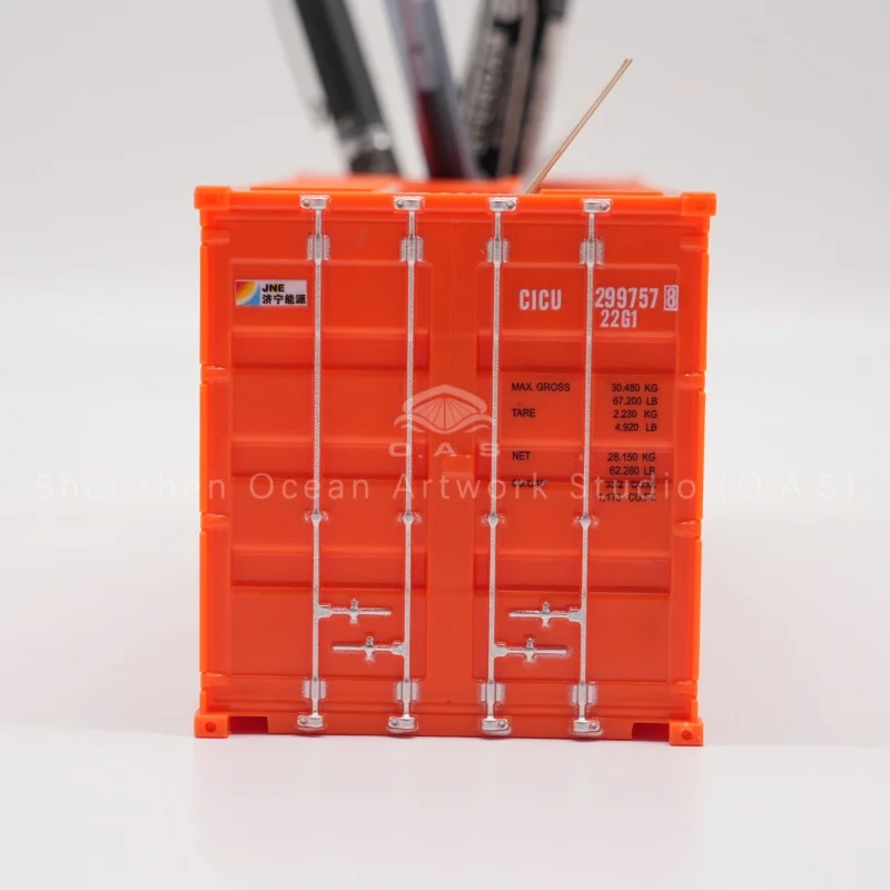 This shipping container pen holder of Pilship model is built with sturdy ABS material. Fully custom made with your logo. A creative gift for shipping and logistics firms, perfect for desktop decor, exhibition display and corporate souvenir.Amber@vesselmodel.com Tel:+86 18038048785