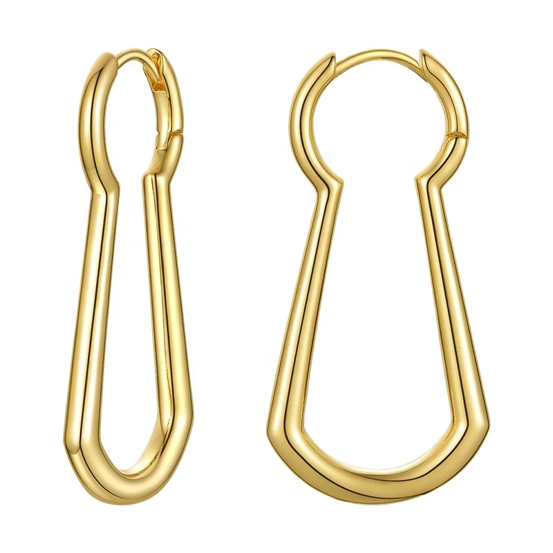 High Quality 18K Gold Plated Brass Jewelry Simple Geometry Drape Accessories Earrings E201187